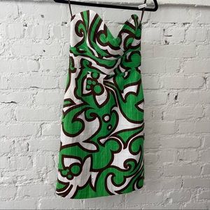 Milly Strapless Brown Green Dress 2